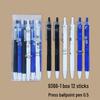 12-Pack Clickable Ballpoint Pens with 0.5mm Refillable ST Needle Tip for Exams, Black Water-Based Ink