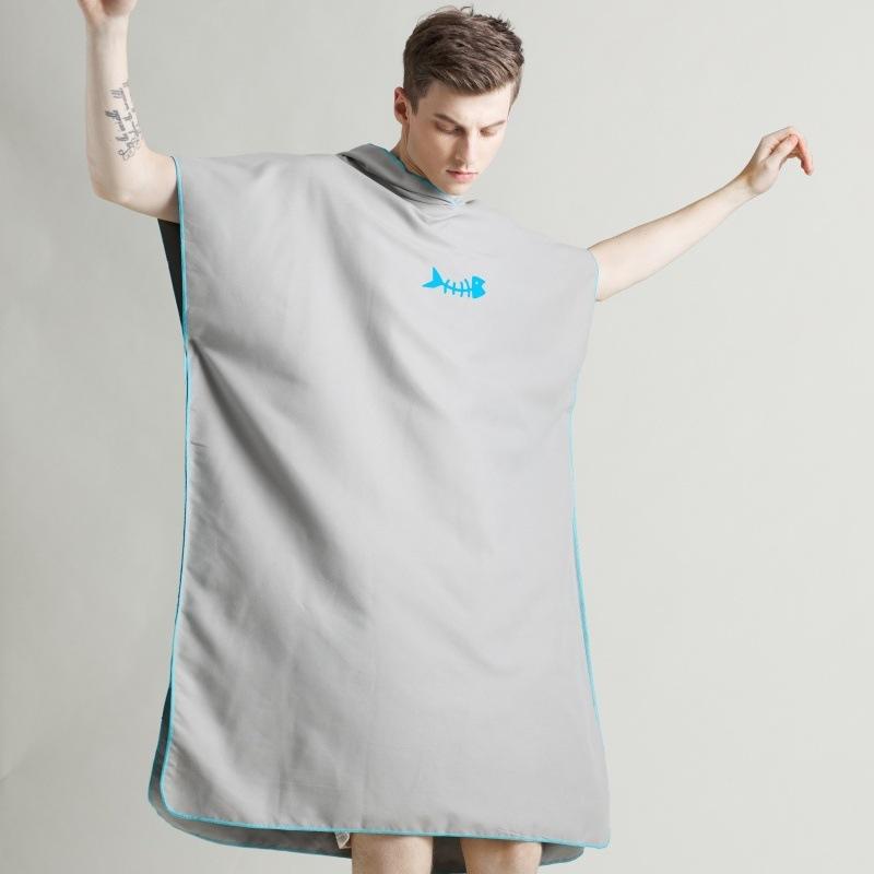 Microfiber Quick-dry Beach Towel Hooded Bathrobe for Swimming Adults