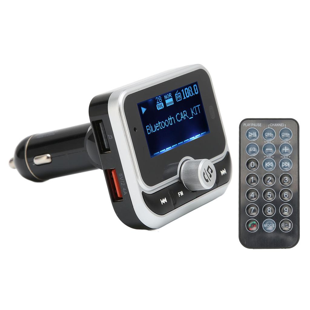 Trasmettitore FM Bluetooth Doppio USB 76MHz-108MHz Adattatore Radio Bluetooth Caricabatterie per Auto con Schermo da 1,8 Pollici