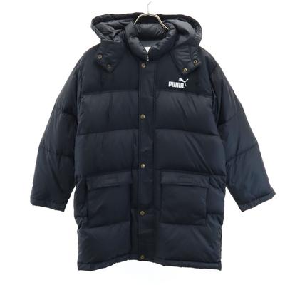 90s Old Hit Union Long Sleeve Down Jacket Black Series Hood Kid's Used