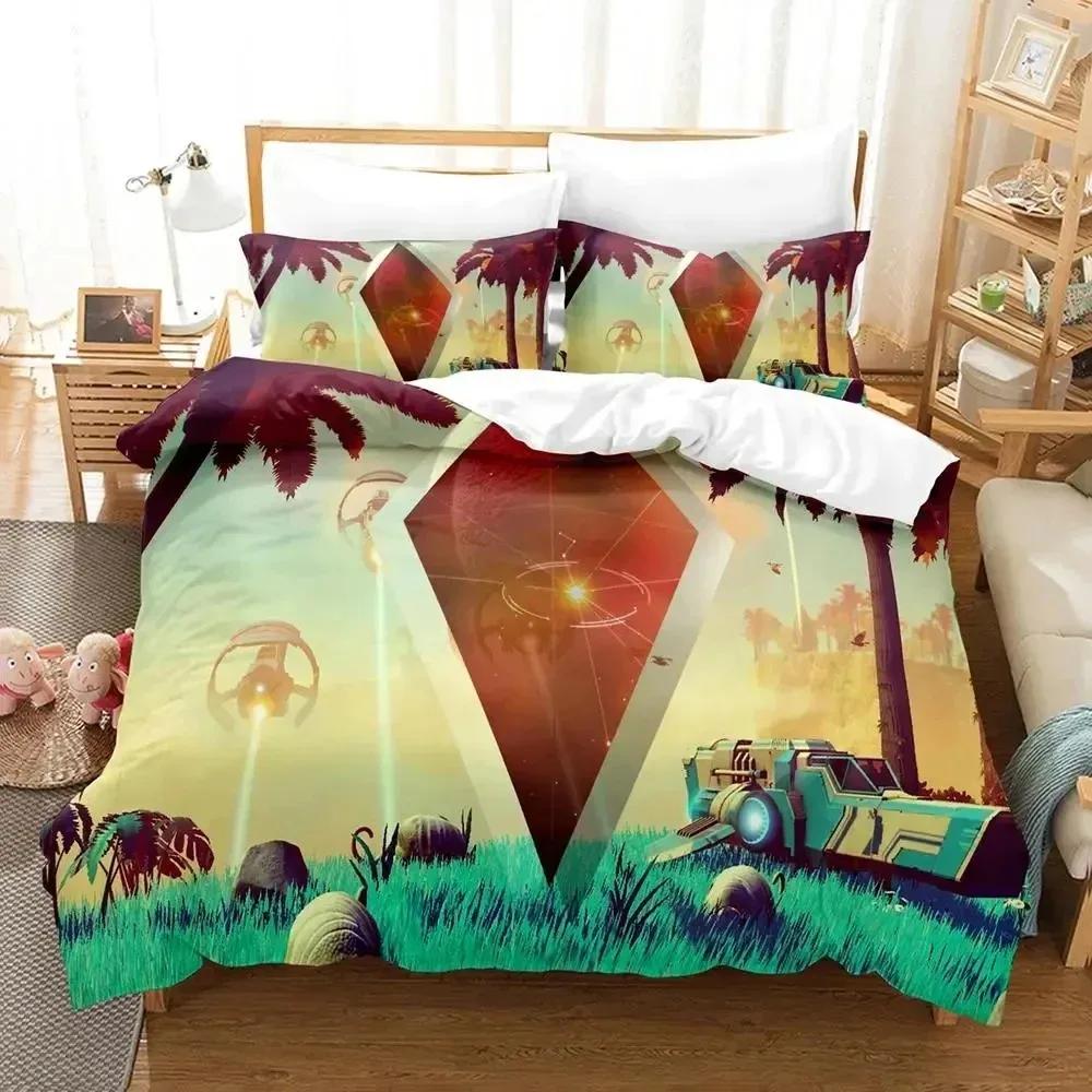 3D Print Game No Mans Sky Bedding Set Duvet Cover Bed Set Quilt Cover Pillowcase Comforter King Queen Size Boy Adult Bedding Set
