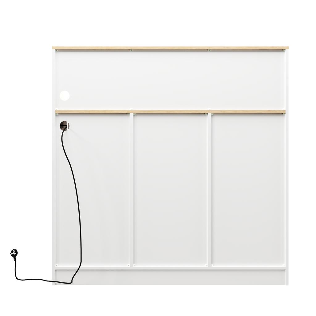 Sideboard, Restaurant Bar with LED, Sockets, Glass Holder, Wine Rack, Multi-layer Storage, Suitable for Use In Restaurant and Kitchen