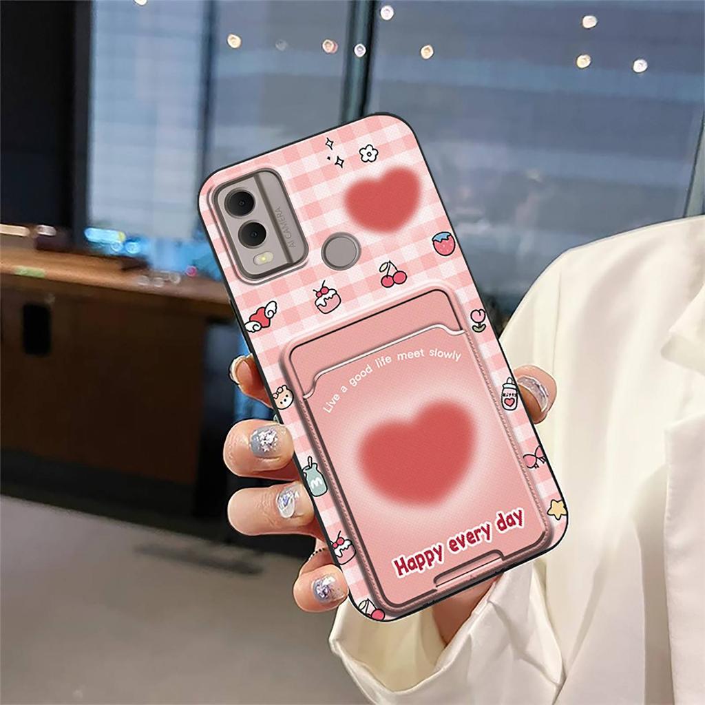 Full wrap Anti-dust Phone Case For Nokia C22 Silicone Dirt-resistant Cute Cartoon Card sleeve Cover TPU Card slot
