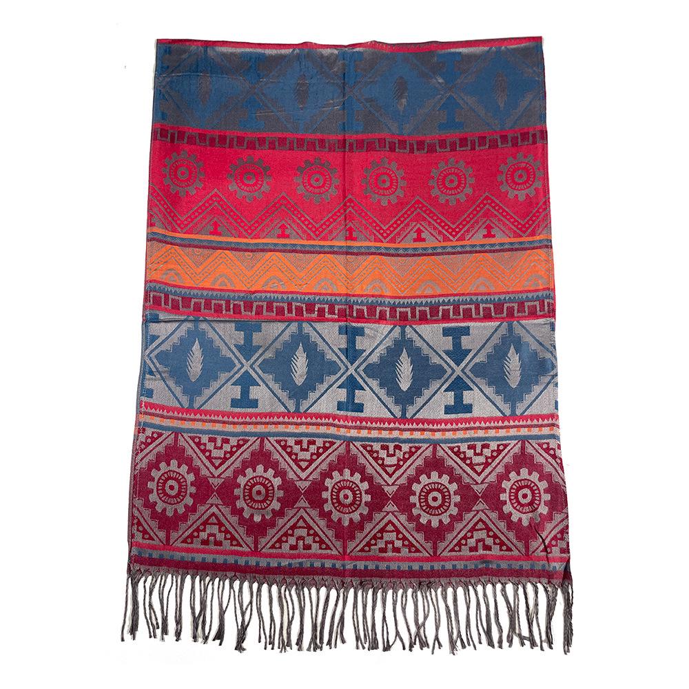 Bohemian Cotton Jacquard Geometric Shawl: High-End Women's Evening Scarf