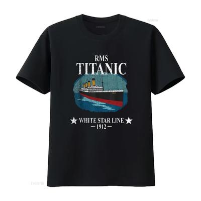 Mens RMS TITANIC White Star Line Cruise Ship 1912 Boys Girls Kids T Shirt Black Medium Vintage Washed Slightly Homme
