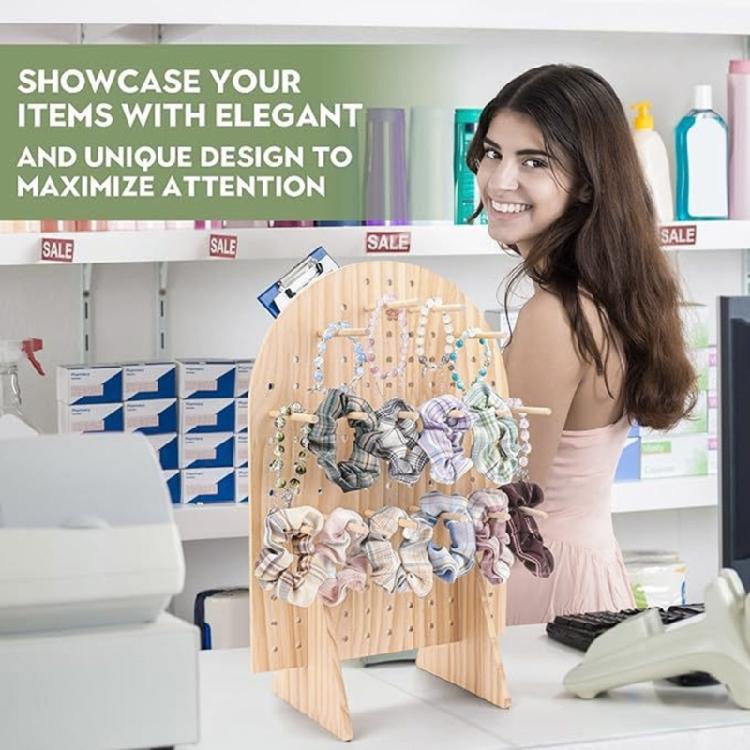 Double Sided Wood Jewelry Display Stand Stylish Wood Display Rack Table Organization Stand For Earrings And Small Items