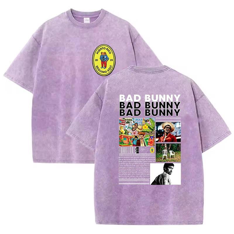 Hip Hopo Raperis Bad Bunny Albumo Viršelio Spaudinys Marškinėliai Debi Tirar Mas Fotos DTMF Skalbti Vintažiniai Marškinėliai Vyrams Moterims Per dydžio Marškinėliai