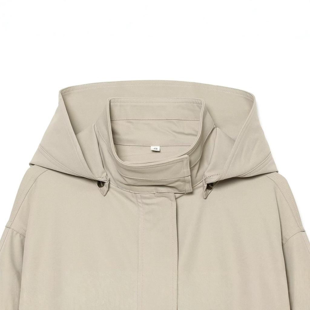 Autumn new European and American fashion stand-up collar waist drawstring trench coat jacket 2706598