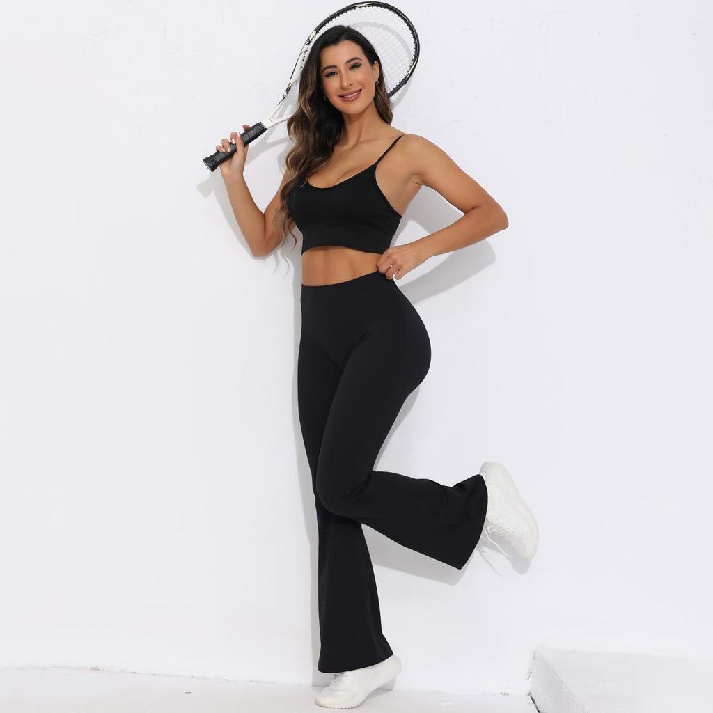 Solid Color V-Waist High-Waisted Loose Cropped Yoga Leggings