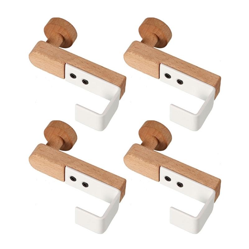 

Multiple Purpose Cabinet Hook with Iron & Wood Space Saving Door Mount Hook 4pcs for Hanging Items In Various Rooms Saving 1