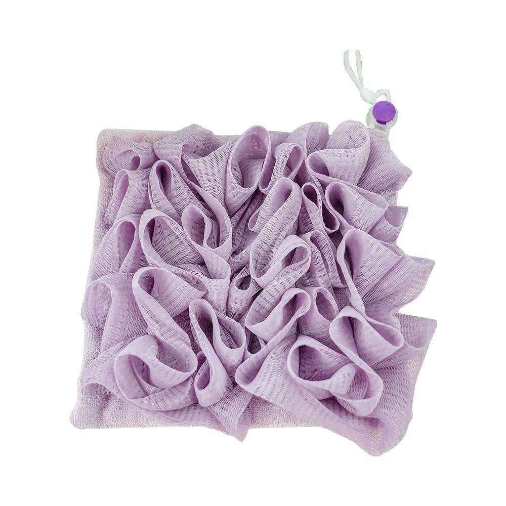 Two-in-one Bath Towel Can Put Soap Bath Ball Portable Double-sided Bath Flowers Skin Care Exfoliation Body Scrub Containers