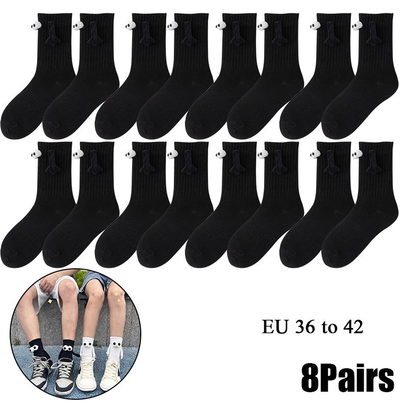10 Paare Club Promi Ins Mode Lustig Kreativ Magnetische Anziehung Hände Schwarz Weiß Cartoon Augen Paare Socken Socken
