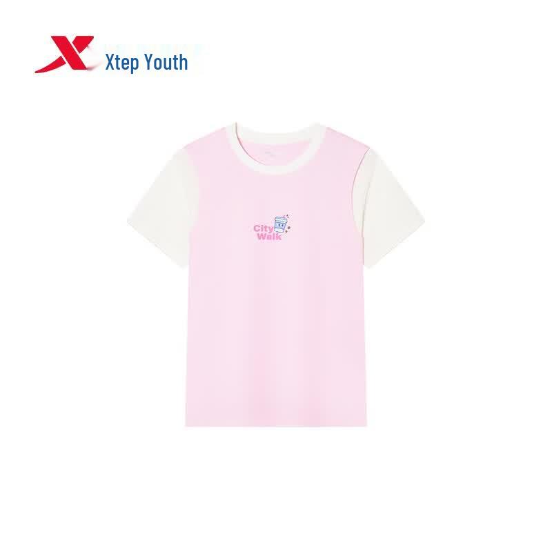 Xtep Kids  CityWalk Elastic Color-Block Short-Sleeve T-Shirt 130