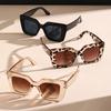 Leopard Print Women's Fashion Sunglasses - Large Square Frame with Sun Protection