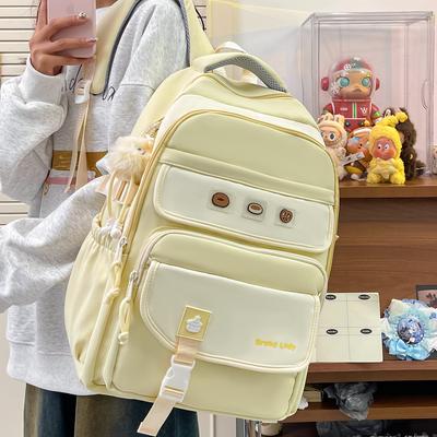 Καλοκαιρινό Νέο Υψηλής Αξίας Ιαπωνικό και Κορεάτικο Φρέσκο Color-Block Σχέδιο Σακίδιο Πλάτης για Κορίτσια και Αγόρια Μαθητές Δημοτικού και Γυμνασίου Σακίδιο με Γράμματα