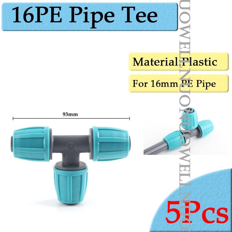 5pcs 16mm Garden Watering Hose Connectors Micro Irrigation PE Pipe Elbow Tee Straight Joints Agricultural Watering Kits Fittings