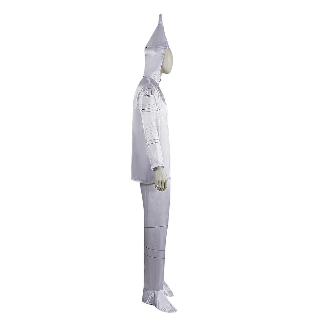 The Wizard of Oz Tin Man Cosplay Costume Adult Unisex Halloween Cosplay Silver Metallic Look