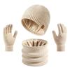 Knitted Hat, Scarf and Gloves Three-piece Set, Autumn and Winter Double-layer Velvet Thickened Cold-proof and Warm Knitted Hat