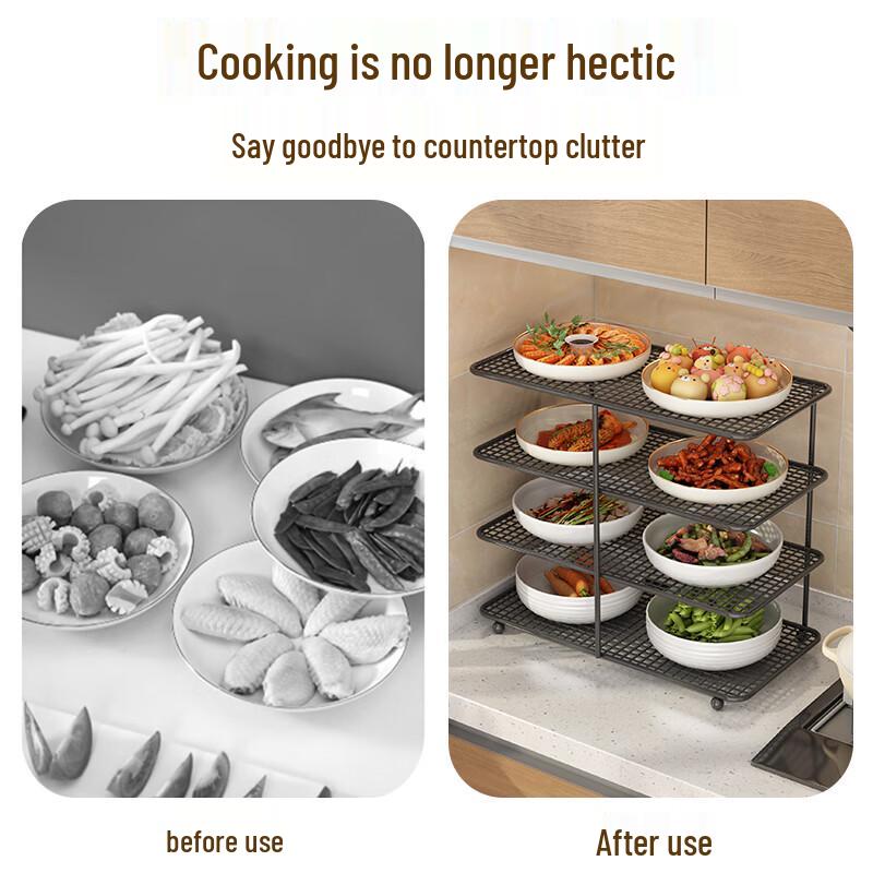 Gold Multifunctional 3-Tier Kitchen Prep Organizer