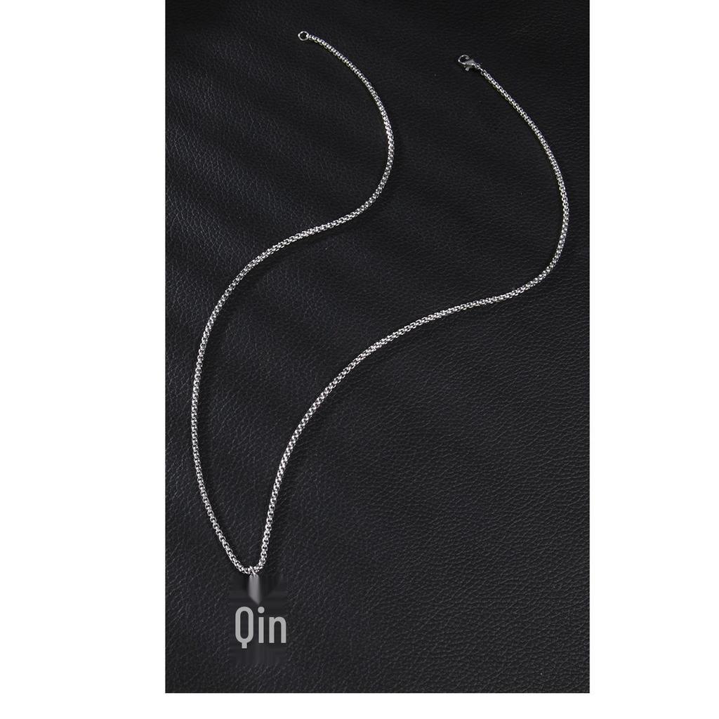 New European & American Men's Stainless Steel Feather Leaf Necklace