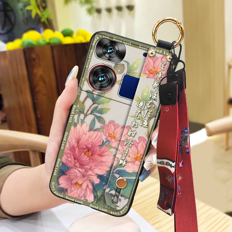 Lanyard Fashion Phone Case For ZTE Nubia Z60 Ultra For Mom Shockproof Protective Anti-knock Kickstand Chinese Style Ring