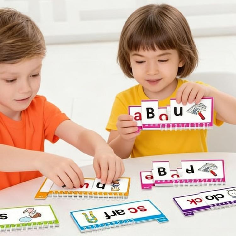 Interactive Phonics Flip Cards Flip Book Set For Kids Featuring Word Families And Colorful Color To Stimulate Learning