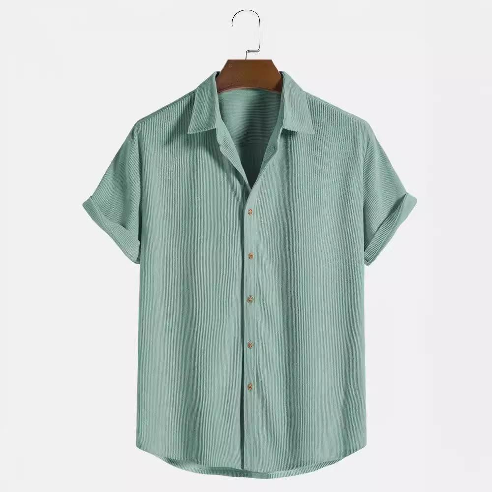 Men's Casual Shirt Fashion Loose Striped Short Sleeve Casual Beach Short Sleeve Shirt