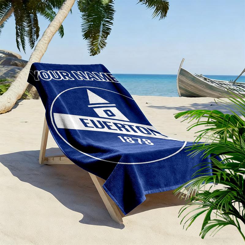 Custom Name Everton FC Print Beach Towel, Large Soft Quick Dry Towel for Beach Camping Swimming