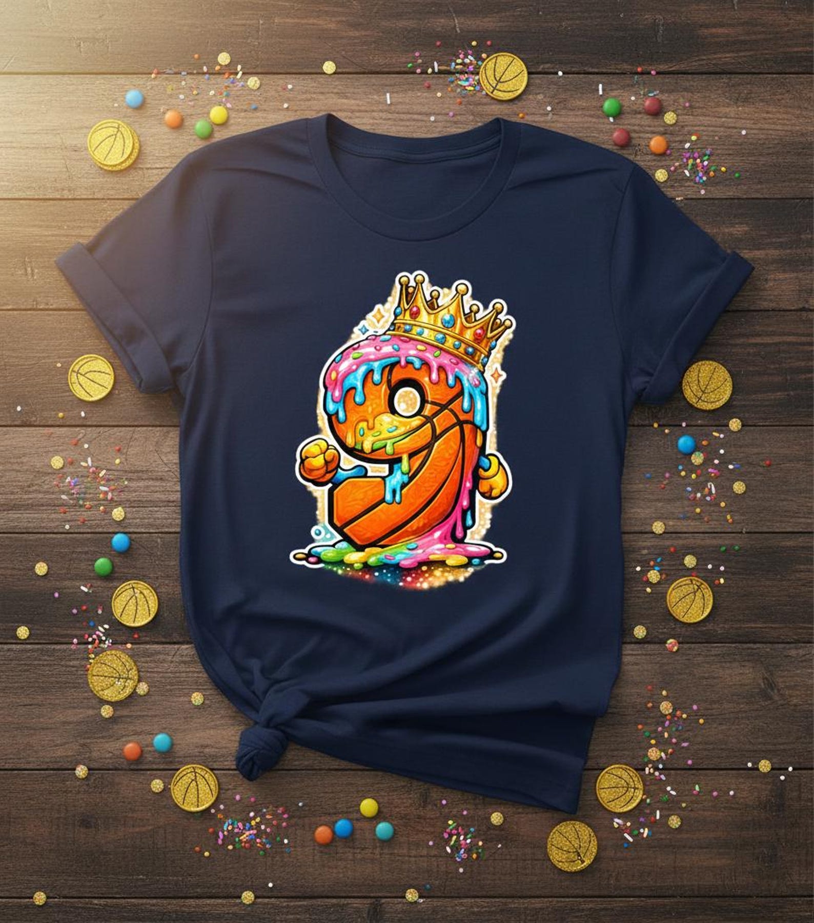 Basketball 9 Year Old Ice Cream Drip Youth 9th Birthday Boy Shirt 4XL