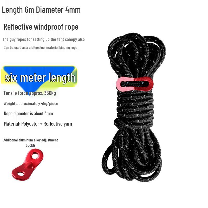 Reflective Wind Rope for Camping Tents - 4mm & 6mm Guy Rope