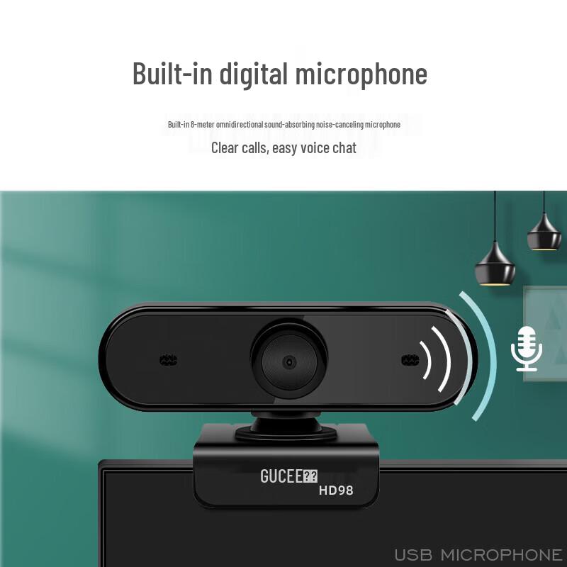 GUKK HD98 1080P Ultra-Wide USB Webcam with Mic