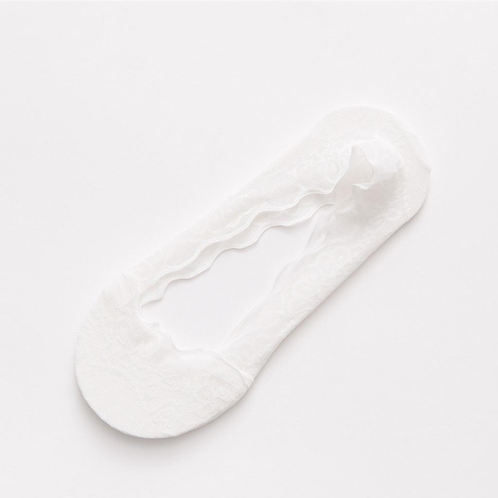Women's Lightweight Lace Invisible No-Show Socks Breathable Sweat-Absorbing Silicone Non-Slip Summer Socks Five-Pack