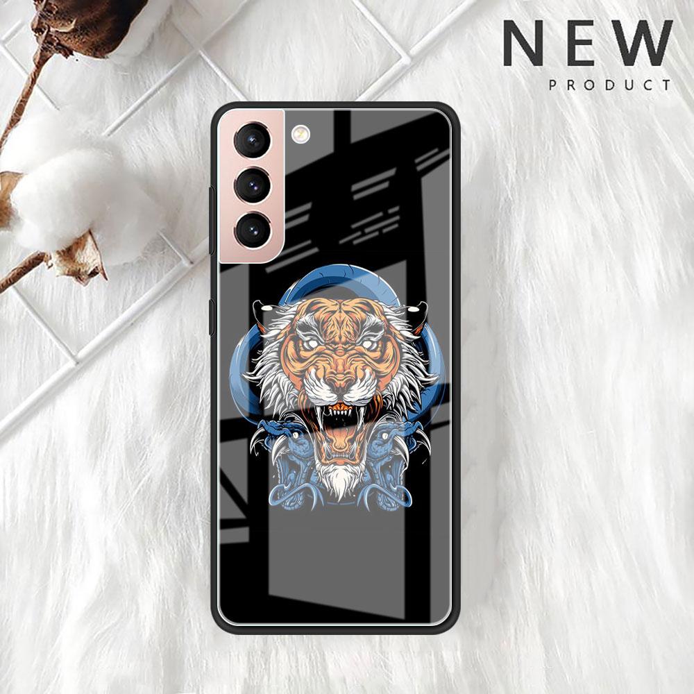 Husă de Sticlă cu Animal Tigru Pentru Samsung Galaxy S22 S20 FE S21 Plus Husă Telefon S10 5G S9 Note 20 Ultra 10 Lite Carcasă