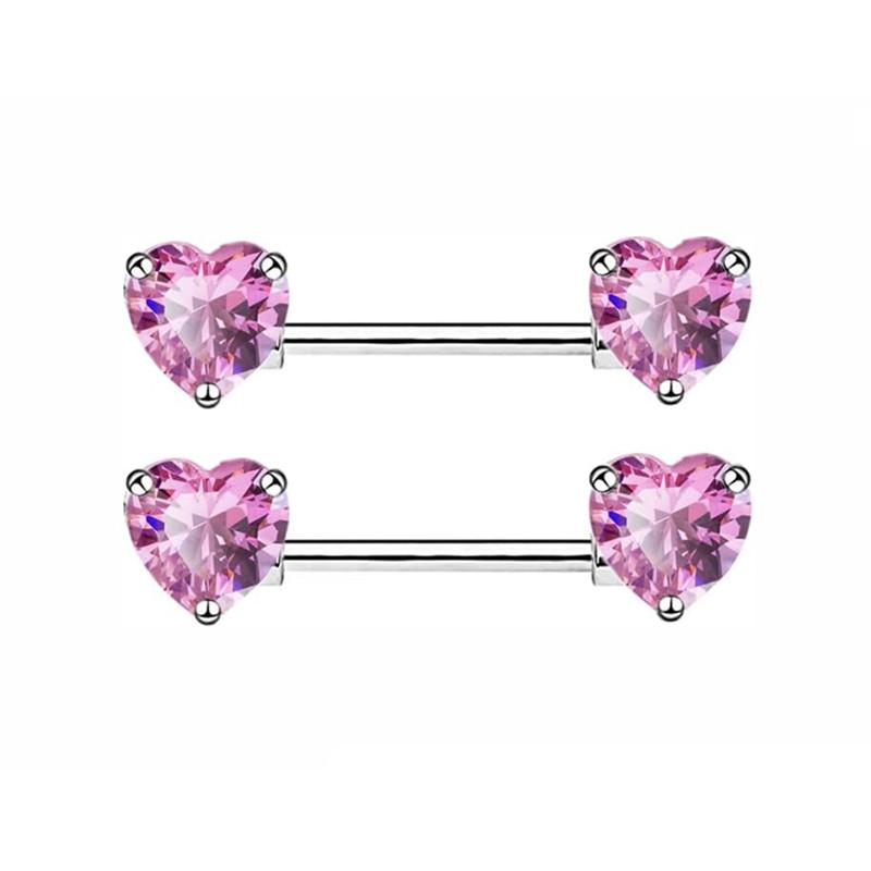 1Pair Pink Butterfly Nipple Piercing Jewelry Shiny Crystal Nipple Rings For Women Girls Heart Nipple Barbells Piercing Pezon