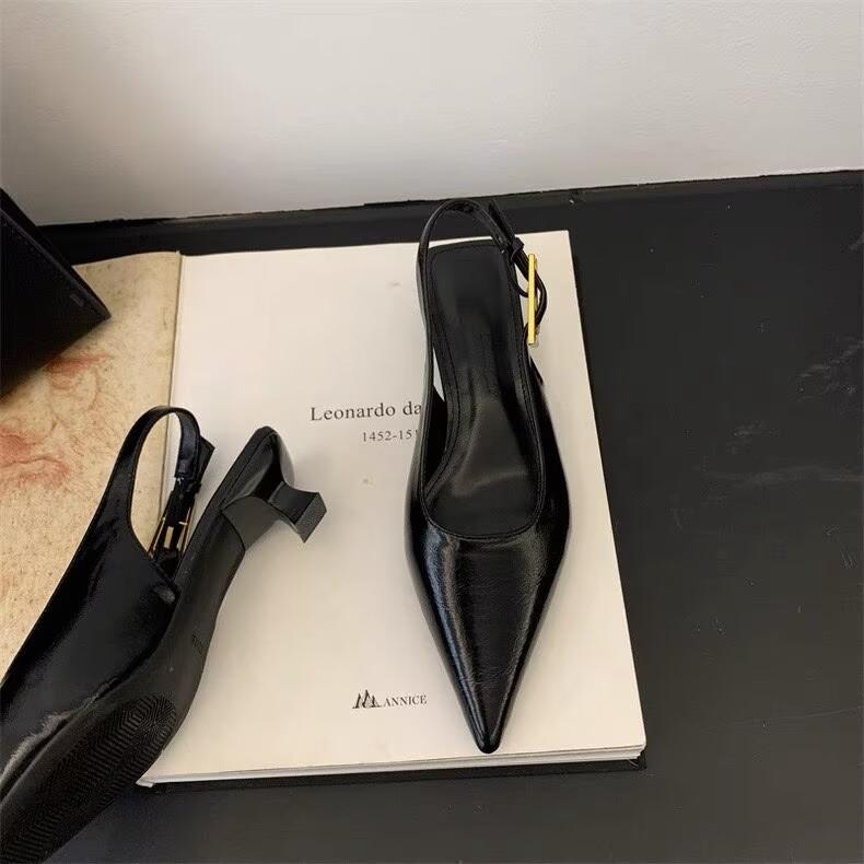 Sandalias de verano con punta puntiaguda para mujer, zapatos de moda tipo mulas, elegantes sandalias de tacón bajo para fiesta de striptease.