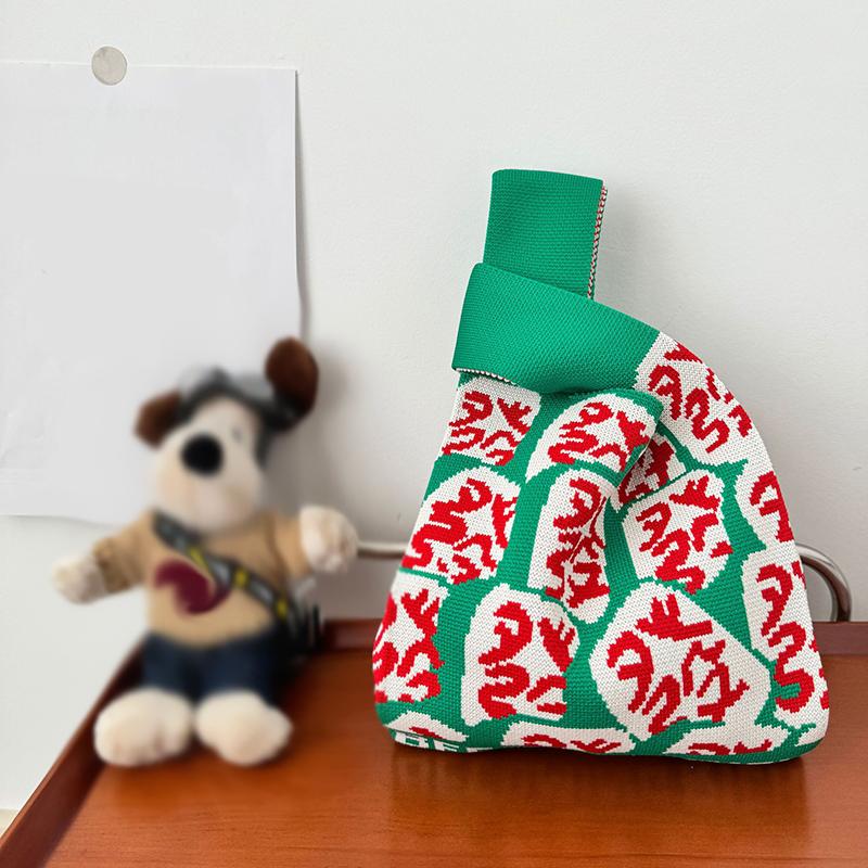 2025 Mode Neue Reiche Mahjong Strickhandtasche Tägliche Pendeltasche Eimerbeutel Lässige Joker Tragetasche