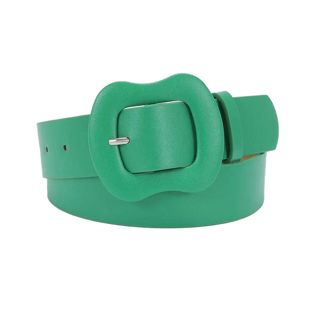 Women Wide Faux Leather Belt, Candy Color Irregular Gourd Pin Buckle Belt, Solid Color Decor Waist Belt for Jeans Dresses