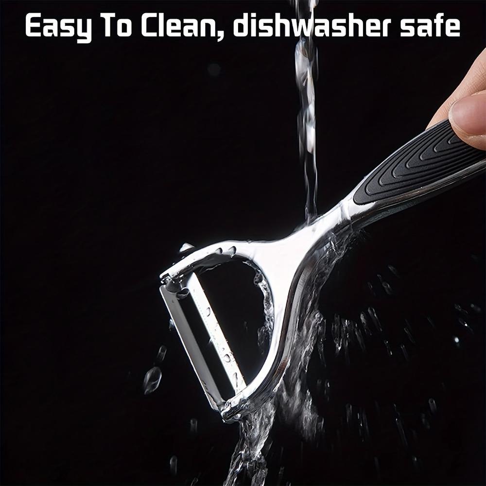 2 kusy škrabek na zeleninu a ovoce z nerezové oceli s protiskluzovými rukojeťmi a ostrými čepelemi - Kovové škrabky s rovným ostřím