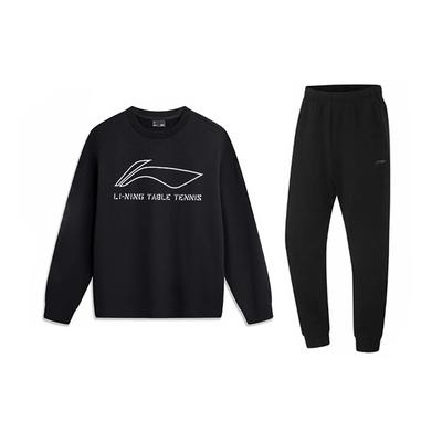 Felpa Girocollo Manica Lunga Cotone Ampia Versatile Stampa Logo Lettera Li Ning Set Sportivo Casual Unisex Felpa Nera AWDTD3-1-AKL73-4