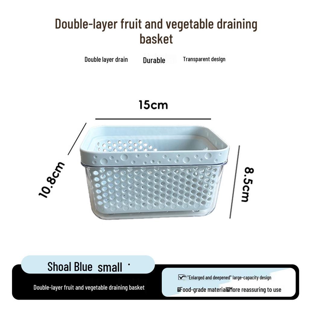 Double-Layer Draining & Storage Basket for Vegetables and Fruits