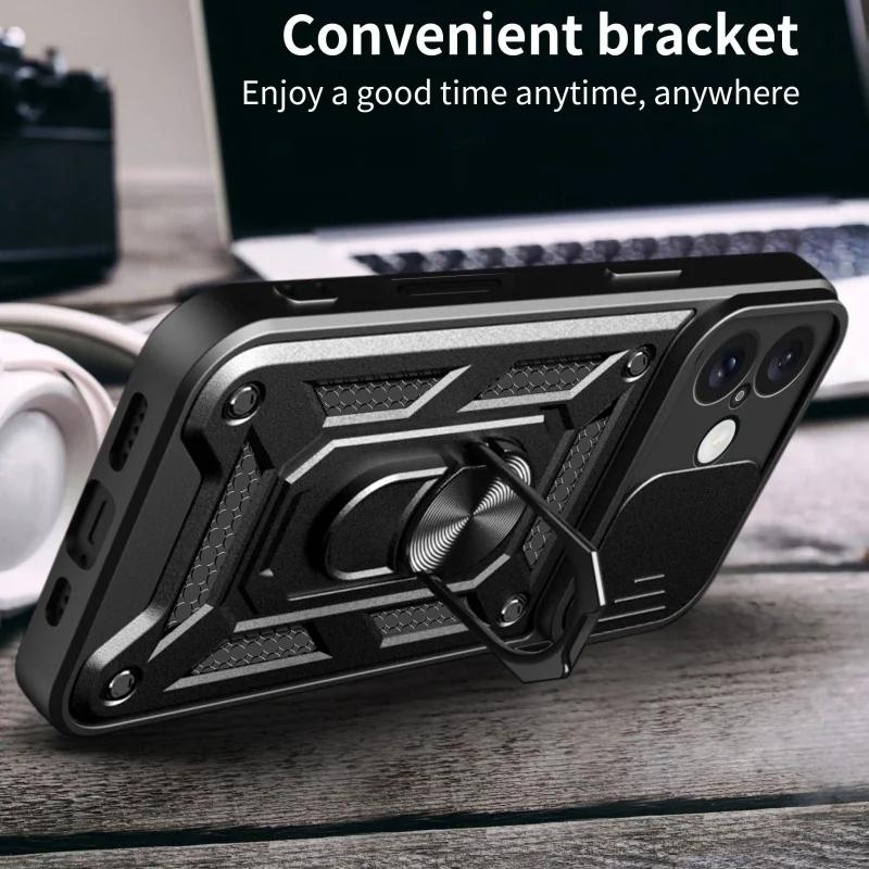 For iPhone 16 15 14 13 Pro Max Plus Magnetic Finger Ring Holder Military Protective Case
