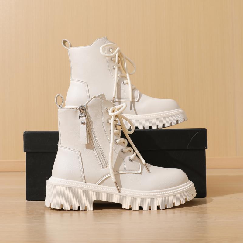 Women’s Winter Boots Casual Brown Short Motorcycle Boots Street Style Black Warm Ankle Boots with Fur Plus Size