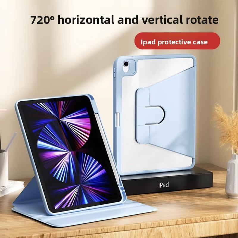 Rotating Protective Case for IPad 10.2 with Pen Slot, Acrylic Case for IPad 11 Pro, Best-selling Air 6 Leather Case.