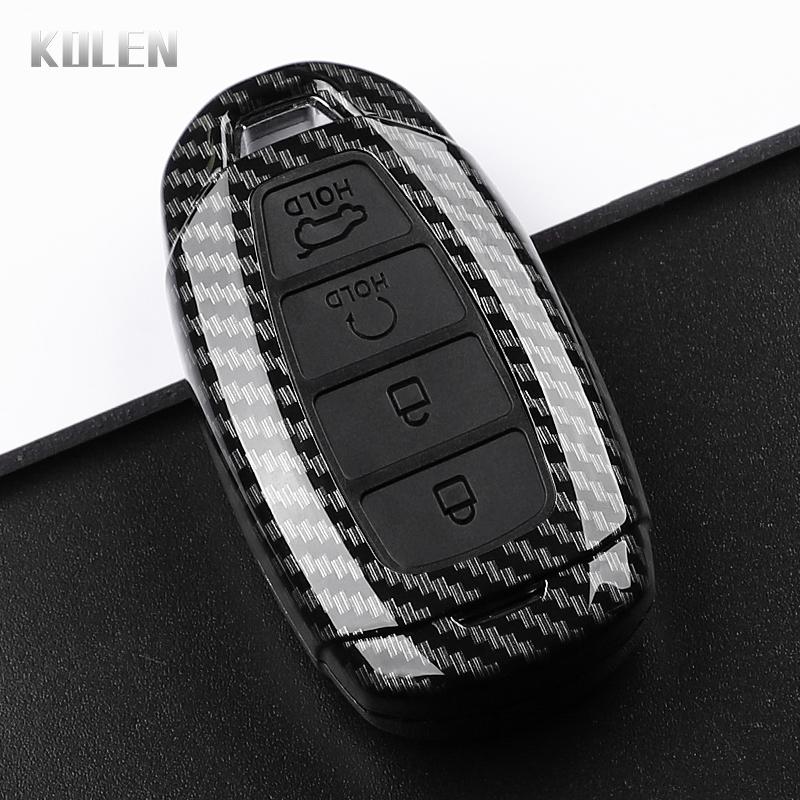 Abs Carbon Fiber Style Car Key Case Cover Hyundai Elantra Grandeur Accent Solaris Sonata Palisade Kona Creta I20 I30 Ix35 Ix25