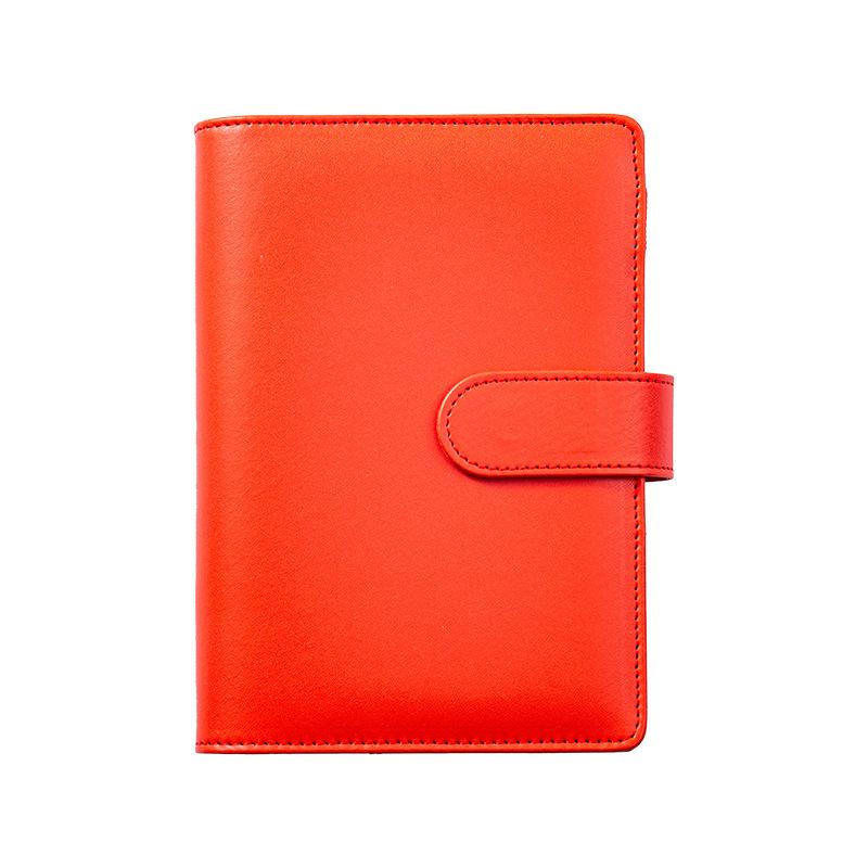 A6 PU Leather Six-Ring Loose-Leaf Binder with Zipper Pockets and Planner