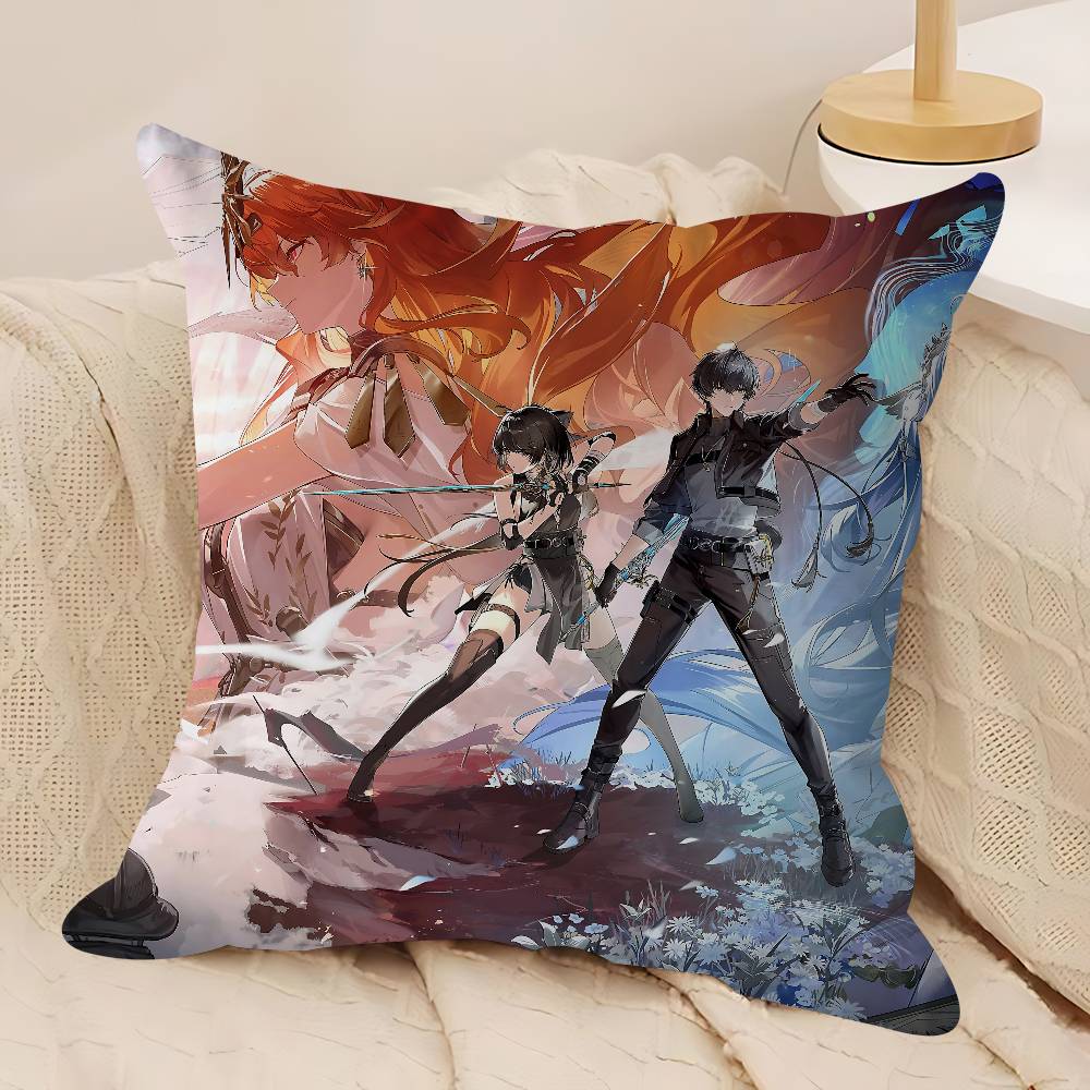 W-Wuthering Waves GameS Office Cushion Pillowcase Car Cushion Cover45X45CM Lumbar Pillowcase Sofa Pillowcover 12x12Inch