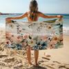 Vintage Watercolor Floral Beach Towel Patterned Sunscreen And Windproof Suitable For Swimming Pool Camping Travel