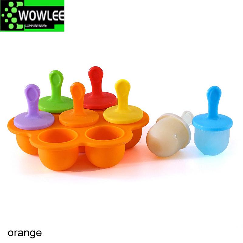 Mini Silicone Ice Cream Pops Mold, 7Holes, Food Grade, Baby DIY, Fruit Shake Crea, Reusable Popsicle, Home Kitchen Tools, Tray