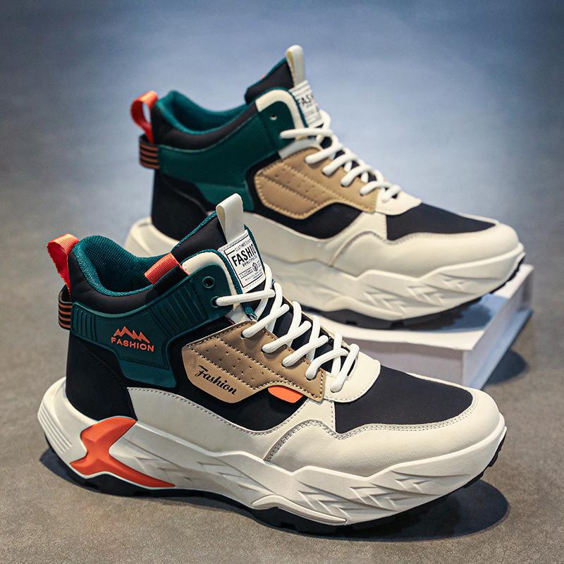 Ins Dad Shoes Student Campus Running Men's Shoes Autumn and Winter Korean Version of Trendy Youth High-top Casual Sports Shoes