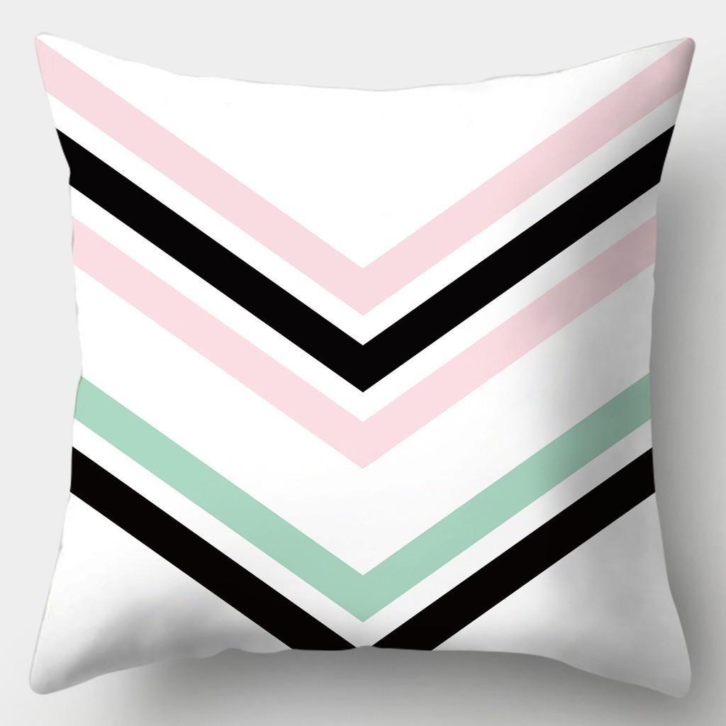 Pink Plaid Pillowcase Square Sofa Pillowcase Striped Plaid Cushion Cover